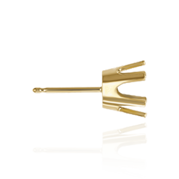 14K Gold ITI NYC Round Six Prong Flat Back Earrings