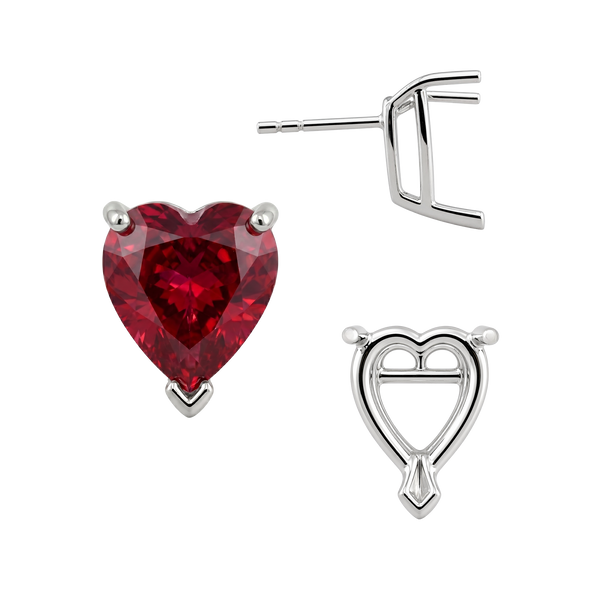 Heart Shape V-End Basket Earrings with Push Post