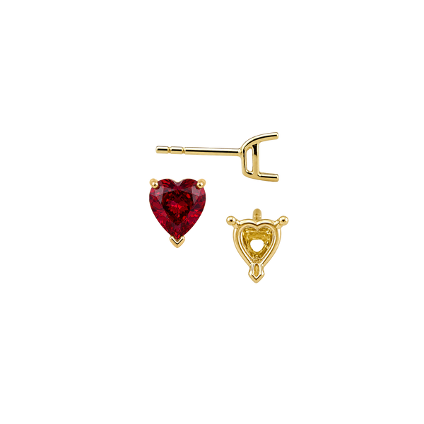 Heart Shape V-End Basket Earrings with Push Post