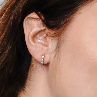 Huggie Earrings with CZ in Sterling Silver