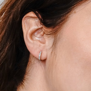 Huggie Earrings with CZ in Sterling Silver