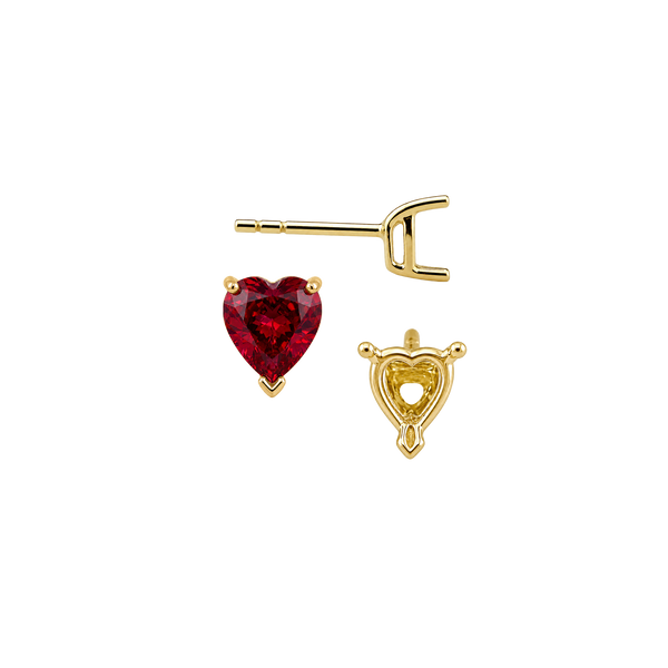 Heart Shape V-End Basket Earrings with Push Post