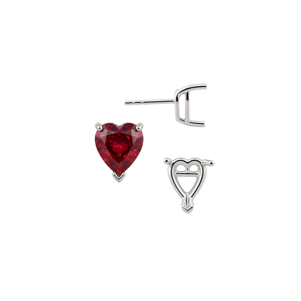 Heart Shape V-End Basket Earrings with Push Post
