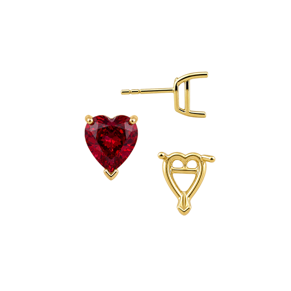 Heart Shape V-End Basket Earrings with Push Post