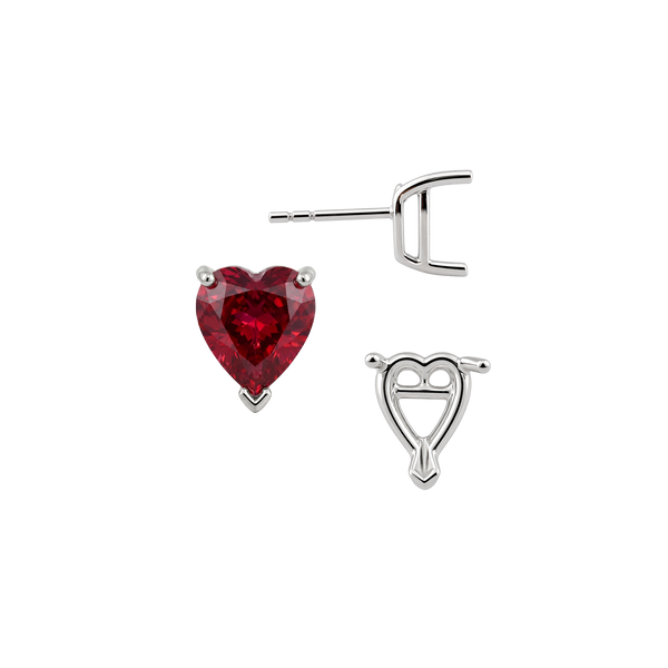 Heart Shape V-End Basket Earrings with Push Post