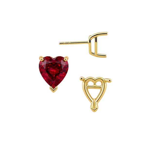 Heart Shape V-End Basket Earrings with Push Post