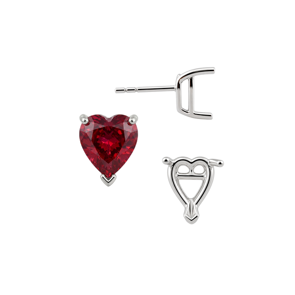 Heart Shape V-End Basket Earrings with Push Post