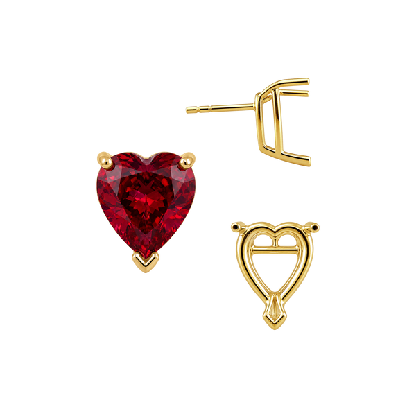 Heart Shape V-End Basket Earrings with Push Post