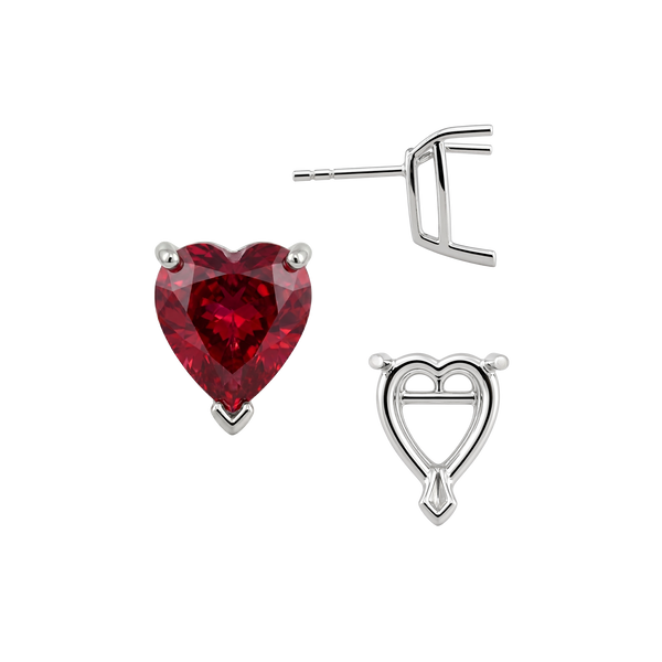 Heart Shape V-End Basket Earrings with Push Post