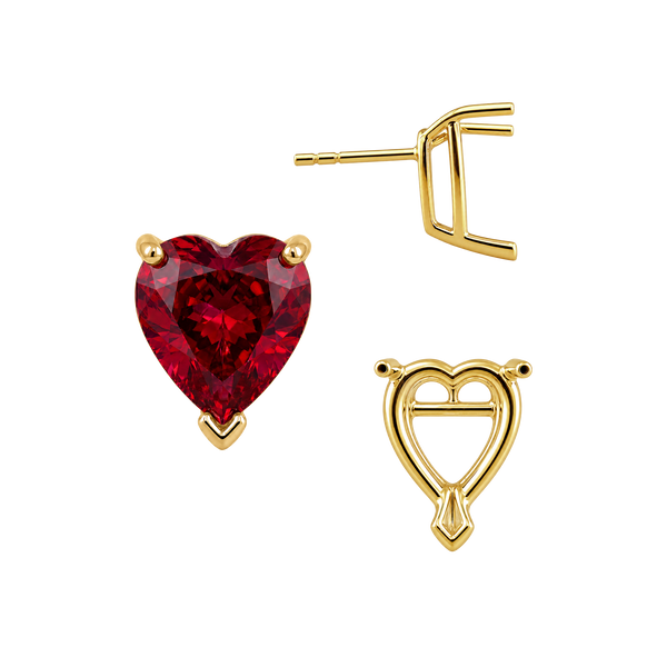 Heart Shape V-End Basket Earrings with Push Post