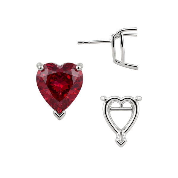 Heart Shape V-End Basket Earrings with Push Post