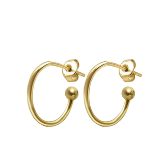 Hoop Earrings with Ball in 14K Gold