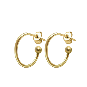 Hoop Earrings with Ball in 14K Gold