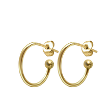 Load image into Gallery viewer, Hoop Earrings with Ball in 14K Gold
