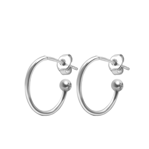 Hoop Earrings with Ball in Sterling Silver