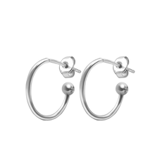 Load image into Gallery viewer, Hoop Earrings with Ball in Sterling Silver
