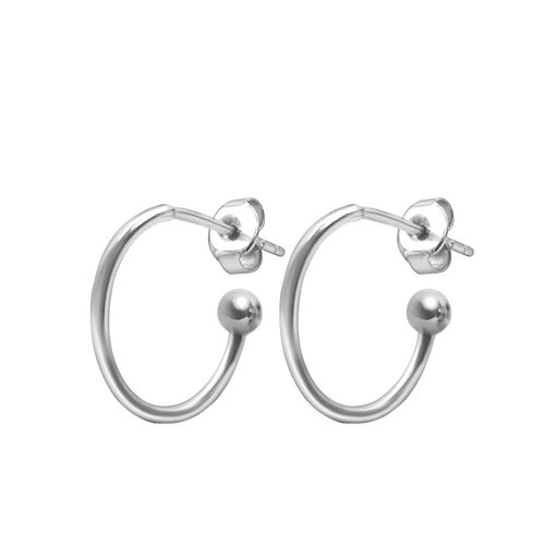 Hoop Earrings with Ball in Sterling Silver