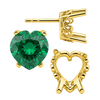 Heart Shape Four Prong Filigree Earrings with Push Post