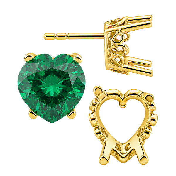 Heart Shape Four Prong Filigree Earrings with Push Post