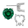 Heart Shape Four Prong Filigree Earrings with Push Post