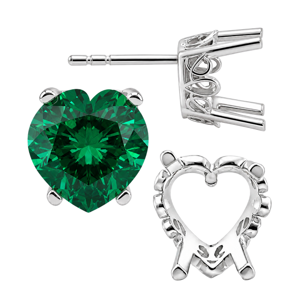 Heart Shape Four Prong Filigree Earrings with Push Post