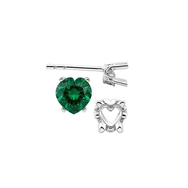 Heart Shape Four Prong Filigree Earrings with Push Post