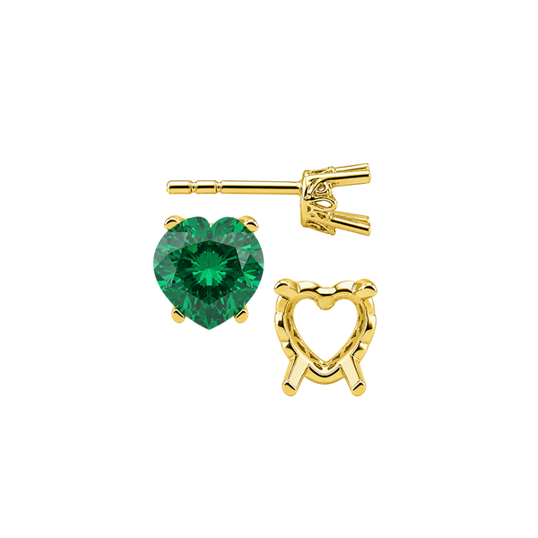 Heart Shape Four Prong Filigree Earrings with Push Post