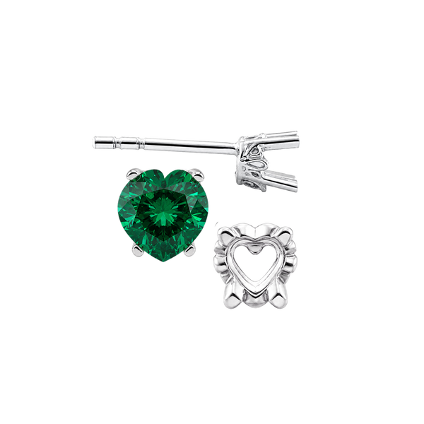 Heart Shape Four Prong Filigree Earrings with Push Post