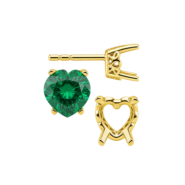 Heart Shape Four Prong Filigree Earrings with Push Post