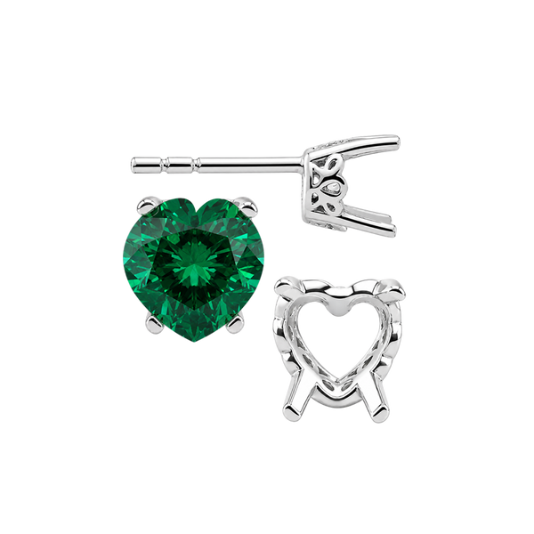 Heart Shape Four Prong Filigree Earrings with Push Post
