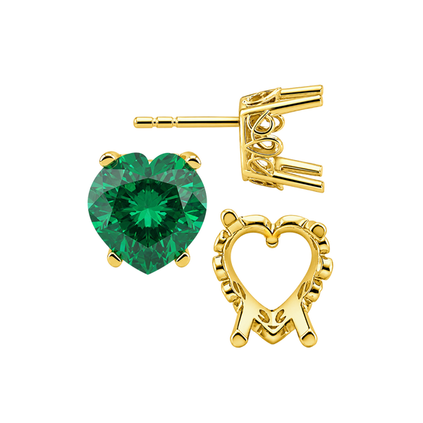 Heart Shape Four Prong Filigree Earrings with Push Post