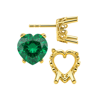 Heart Shape Four Prong Filigree Earrings with Push Post