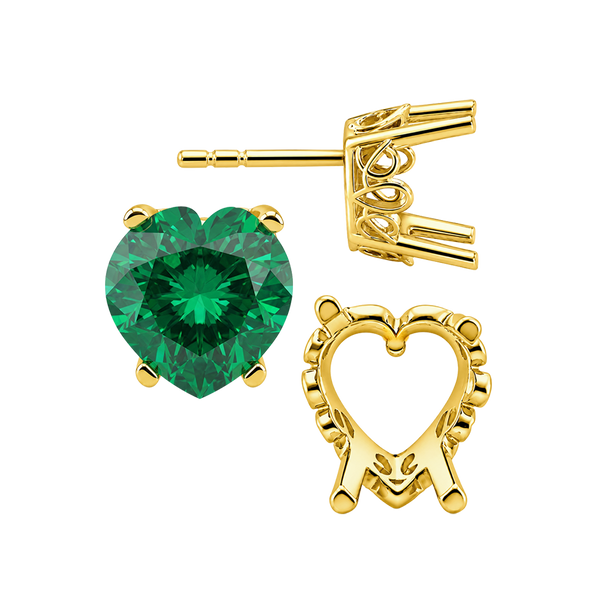 Heart Shape Four Prong Filigree Earrings with Push Post