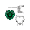 Heart Shape Four Prong Filigree Earrings with Push Post