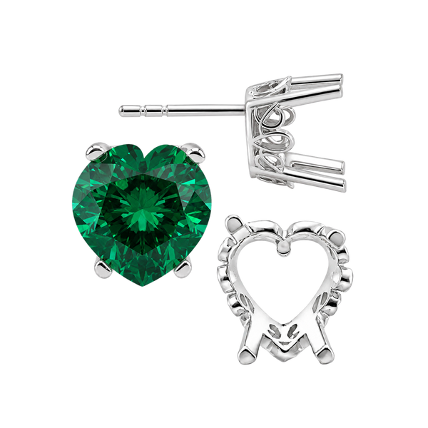 Heart Shape Four Prong Filigree Earrings with Push Post
