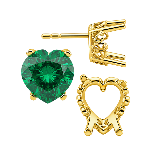 Heart Shape Four Prong Filigree Earrings with Push Post