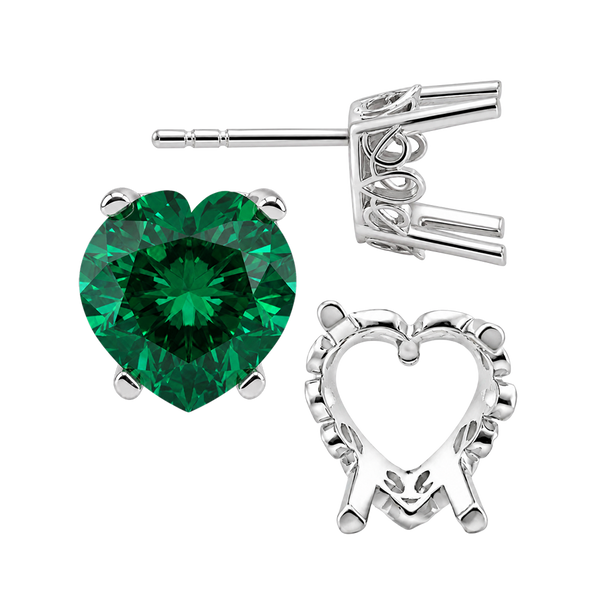 Heart Shape Four Prong Filigree Earrings with Push Post