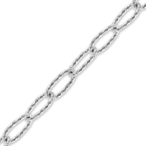 Bulk / Spooled Elongated Textured Cable Chain in Sterling Silver (2.70 mm - 4.40 mm)