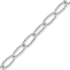 Bulk / Spooled Elongated Textured Cable Chain in Sterling Silver (2.70 mm - 4.40 mm)