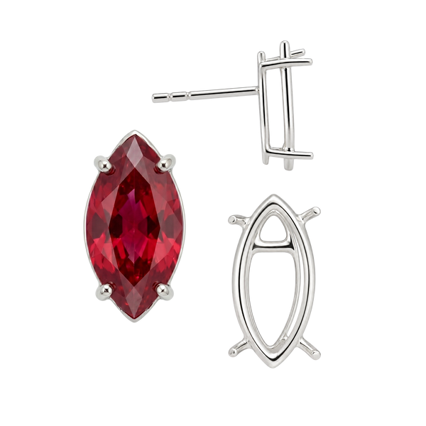 Marquise Shape Four Prong Basket Earrings