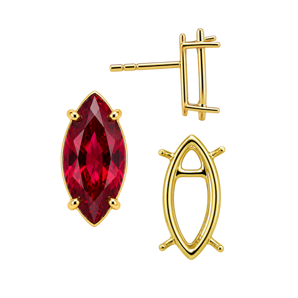 Marquise Shape Four Prong Basket Earrings