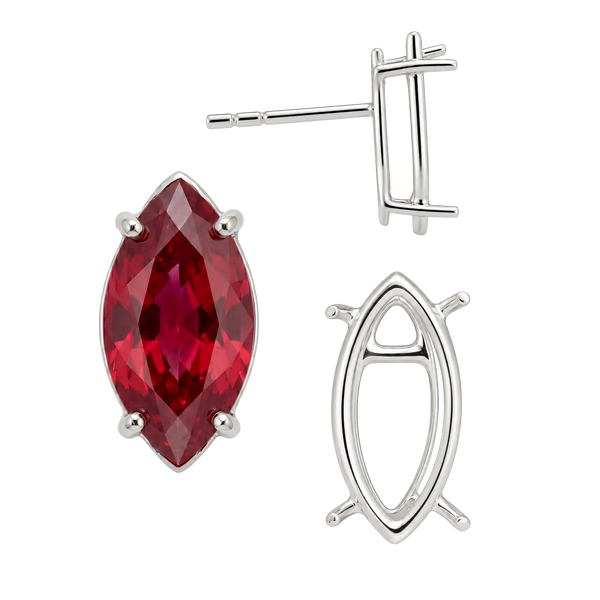 Marquise Shape Four Prong Basket Earrings