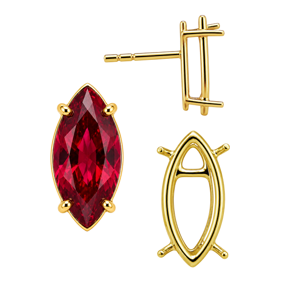 Marquise Shape Four Prong Basket Earrings