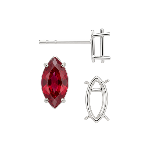 Marquise Shape Four Prong Basket Earrings