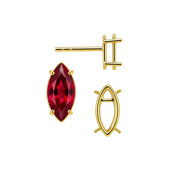 Marquise Shape Four Prong Basket Earrings