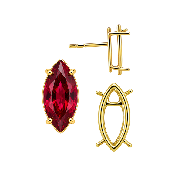 Marquise Shape Four Prong Basket Earrings
