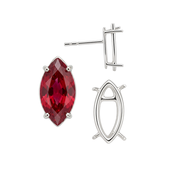 Marquise Shape Four Prong Basket Earrings