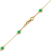 Finished Diamond by the Yard Cable Chain Bracelet in 14K Yellow Gold with Emerald Stones