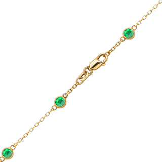 Finished Diamond by the Yard Cable Chain Anklet in 14K Yellow Gold with Emerald Stones