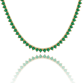 Tennis Necklace with Emerald Stones (May Birthstones) in 18K Gold (1.75 mm - 4.0 mm)
